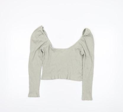 Womens UK Size M Zara Grey Cropped T-Shirt