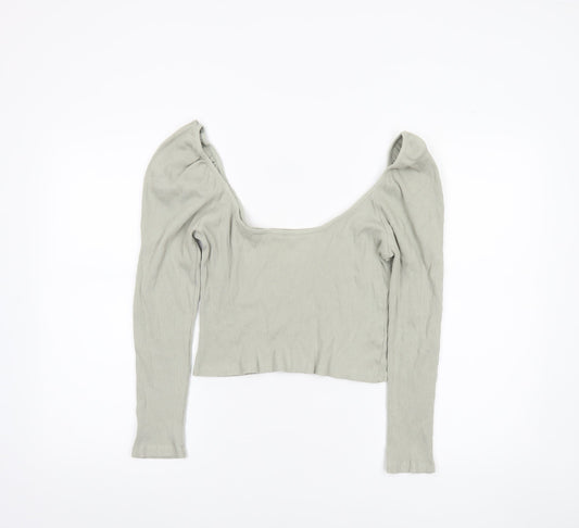 Womens UK Size M Zara Grey Cropped T-Shirt