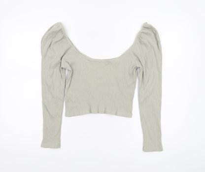 Womens UK Size M Zara Grey Cropped T-Shirt