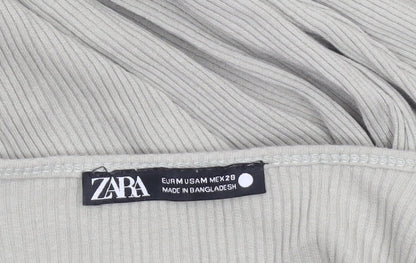 Womens UK Size M Zara Grey Cropped T-Shirt
