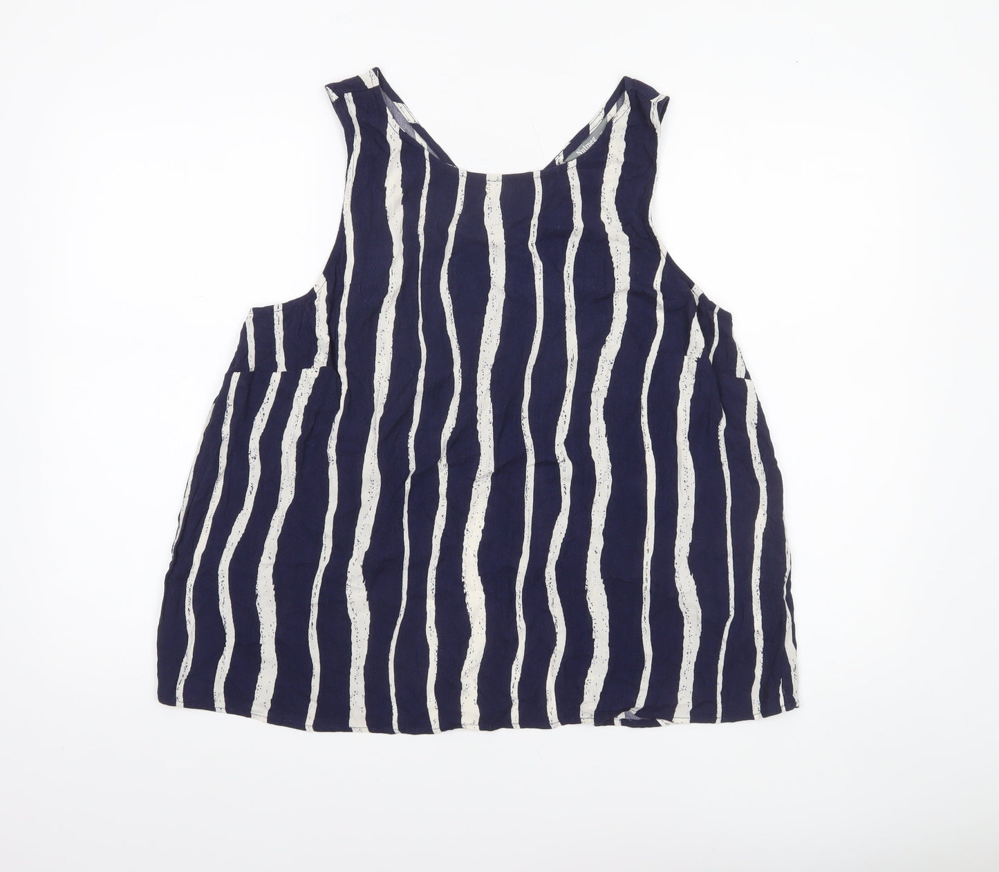 Nutmeg Women Blue Striped Viscose Sleeveless Tunic Tank Top Size 14