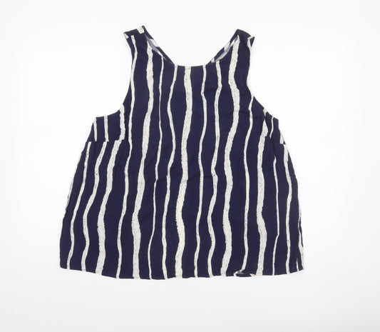 Nutmeg Women Blue Striped Viscose Sleeveless Tunic Tank Top Size 14