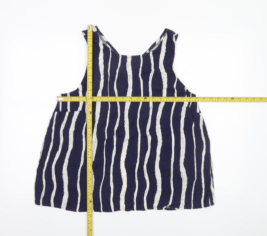Nutmeg Women Blue Striped Viscose Sleeveless Tunic Tank Top Size 14