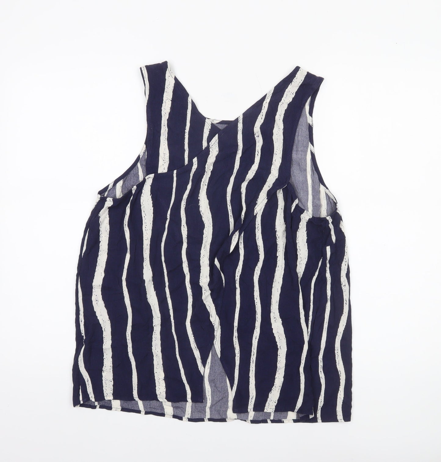 Nutmeg Women Blue Striped Viscose Sleeveless Tunic Tank Top Size 14