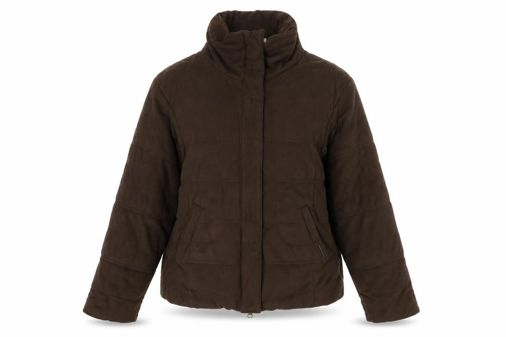 Caldene Women's Brown Suede-Look Puffer Jacket Size S