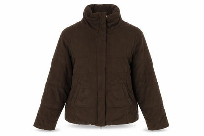 Caldene Women's Brown Suede-Look Puffer Jacket Size S
