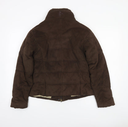 Caldene Women's Brown Suede-Look Puffer Jacket Size S