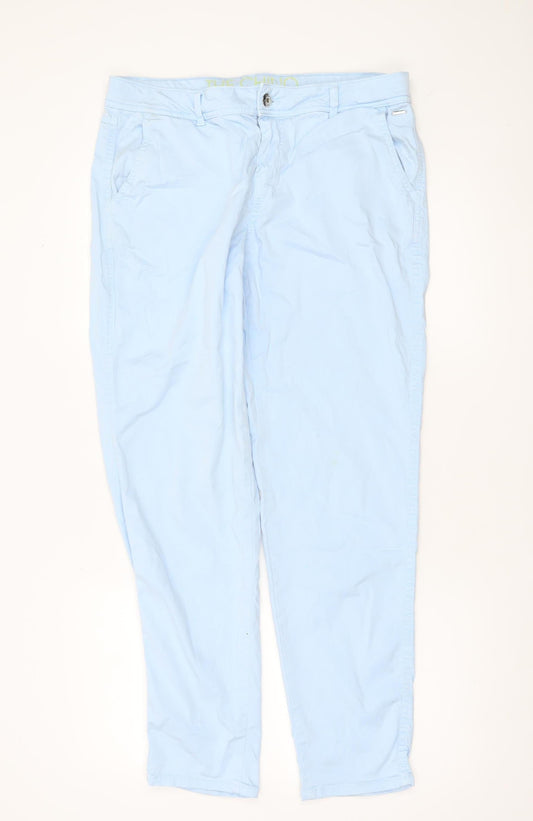 Womens UK Size 14 Taifun Regular Fit Chino Blue Trousers