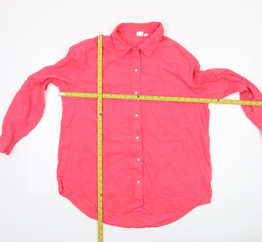 GAP Women's Pink Linen Cotton Long Sleeve Button-Up Shirt Size L
