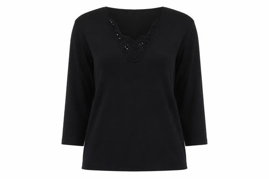 Womens UK Size M Bonmarché Black Basic Blouse