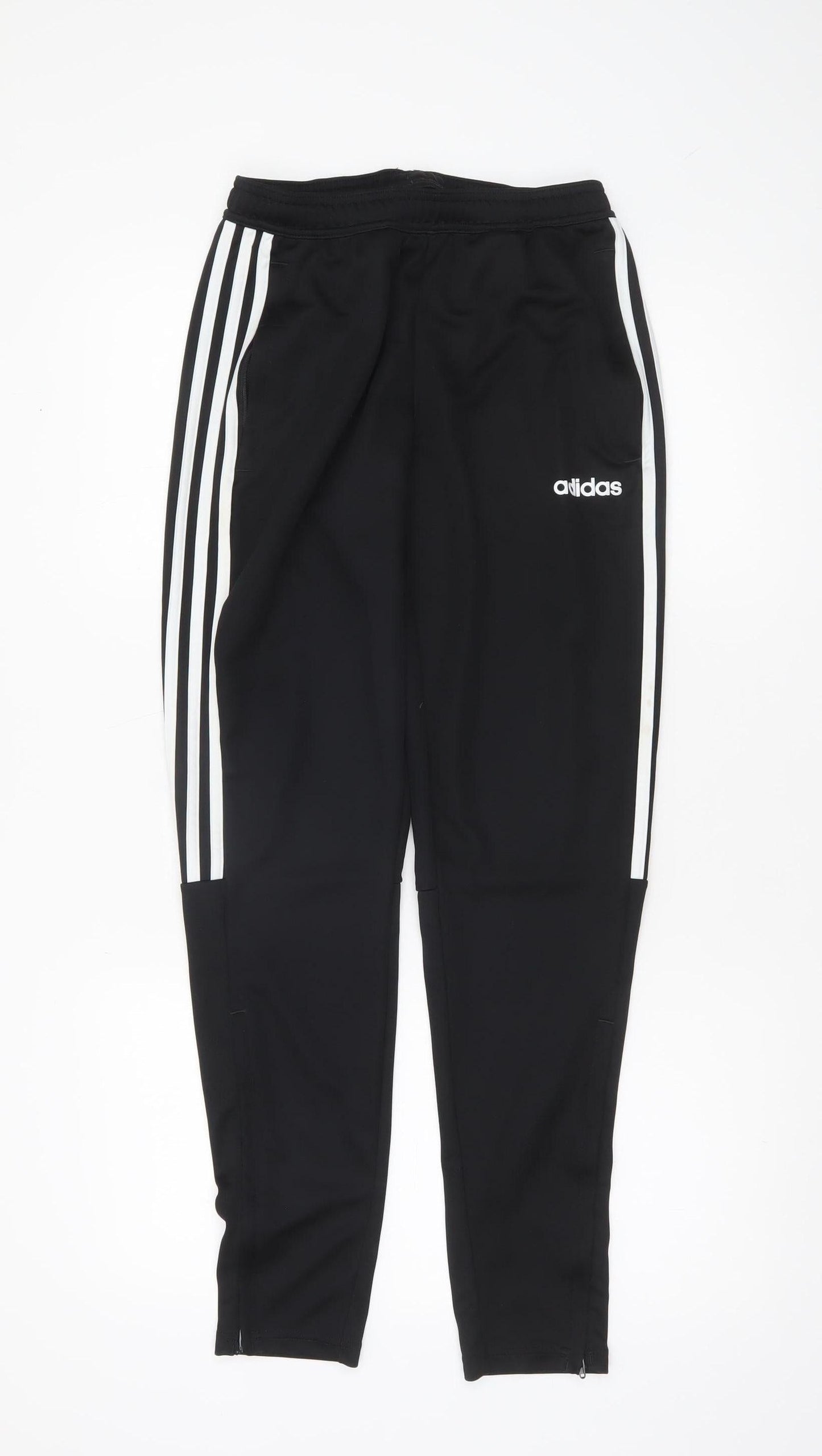 Adidas Men's Black Small Jogger Trousers with Ankle Zips