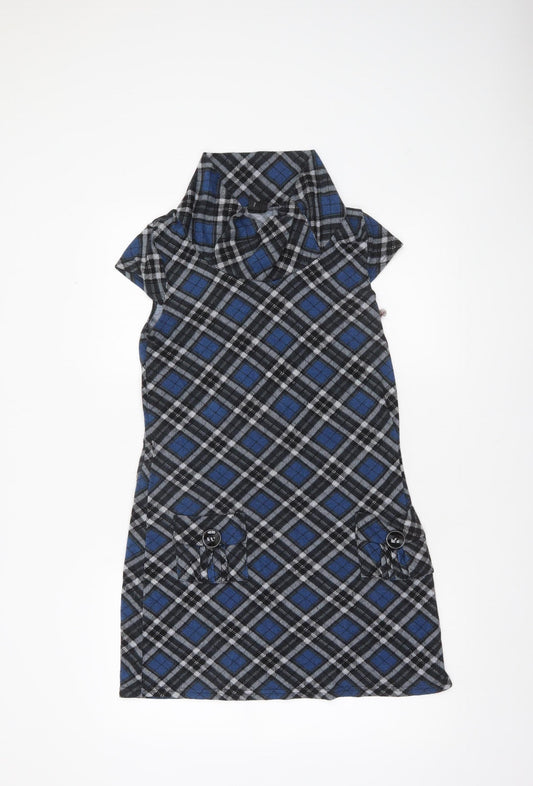 Izabel London Women's Blue Check Knit Shift Dress Size 10