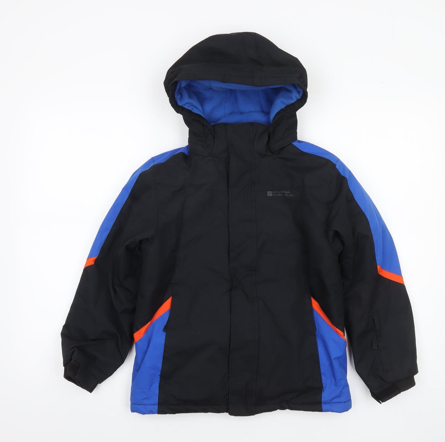 Mountain Warehouse Boys Black Blue Ski Jacket 9-10 Years Waterproof Hooded Winter Coat