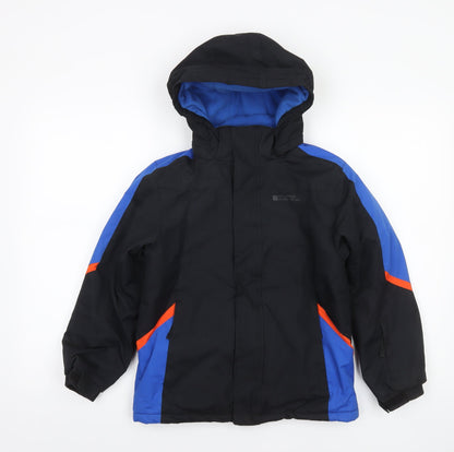 Mountain Warehouse Boys Black Blue Ski Jacket 9-10 Years Waterproof Hooded Winter Coat