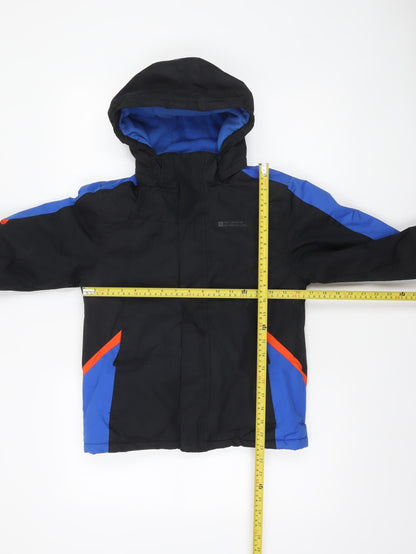 Mountain Warehouse Boys Black Blue Ski Jacket 9-10 Years Waterproof Hooded Winter Coat