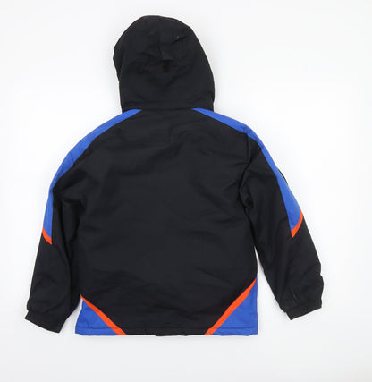 Mountain Warehouse Boys Black Blue Ski Jacket 9-10 Years Waterproof Hooded Winter Coat