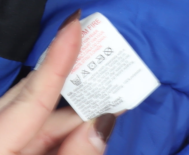 Mountain Warehouse Boys Black Blue Ski Jacket 9-10 Years Waterproof Hooded Winter Coat