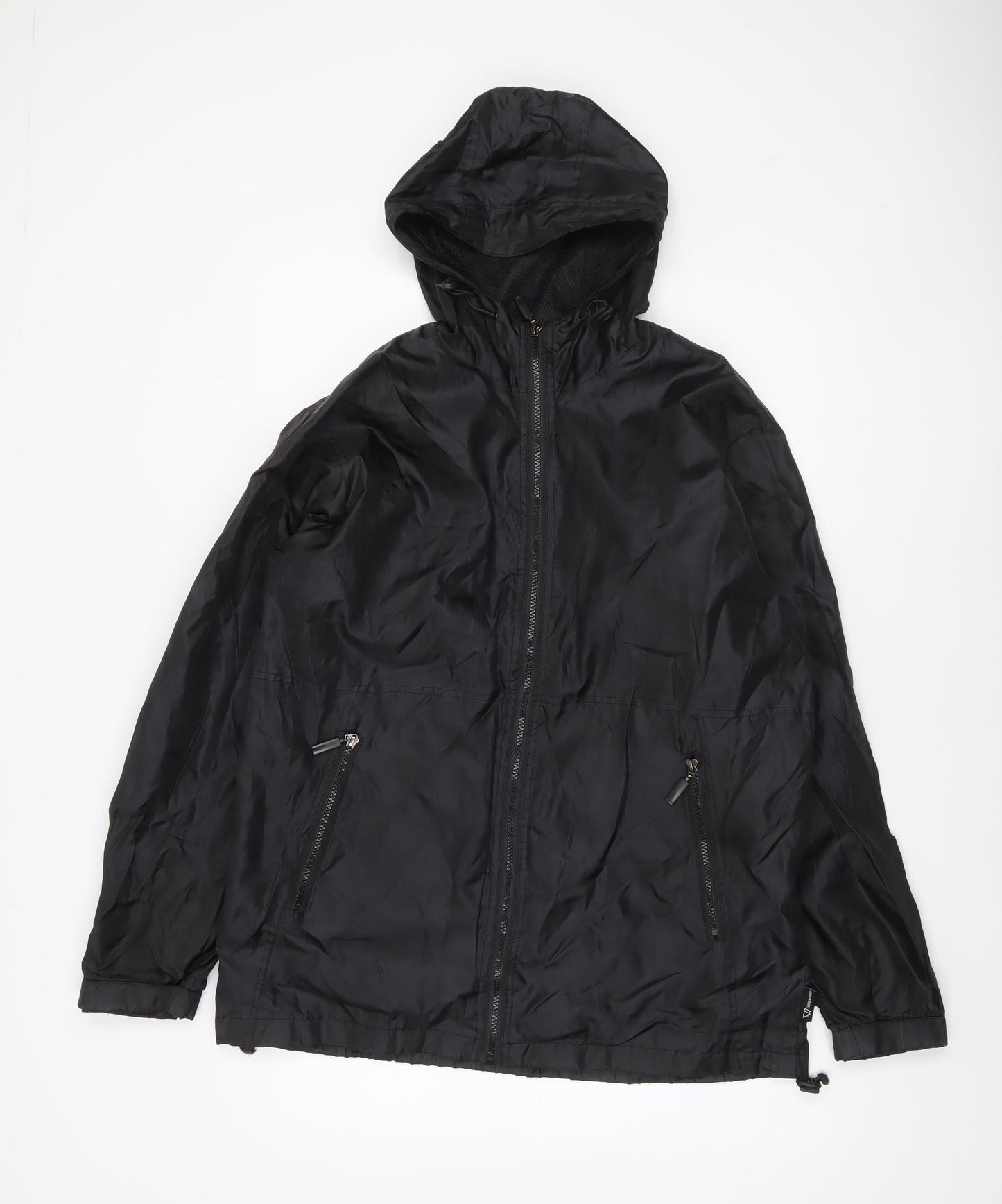 Mens UK Size XS Highmount Black Windbreaker Coat