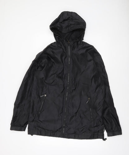 Mens UK Size XS Highmount Black Windbreaker Coat