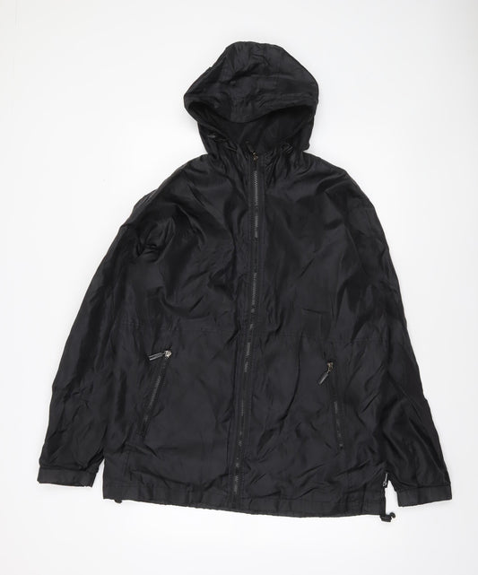 Mens UK Size XS Highmount Black Windbreaker Coat