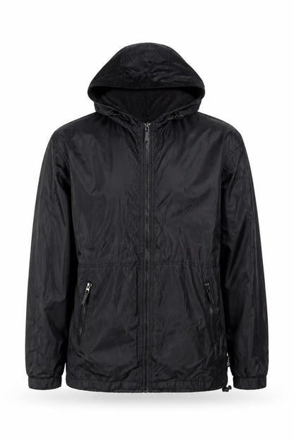 Mens UK Size XS Highmount Black Windbreaker Coat