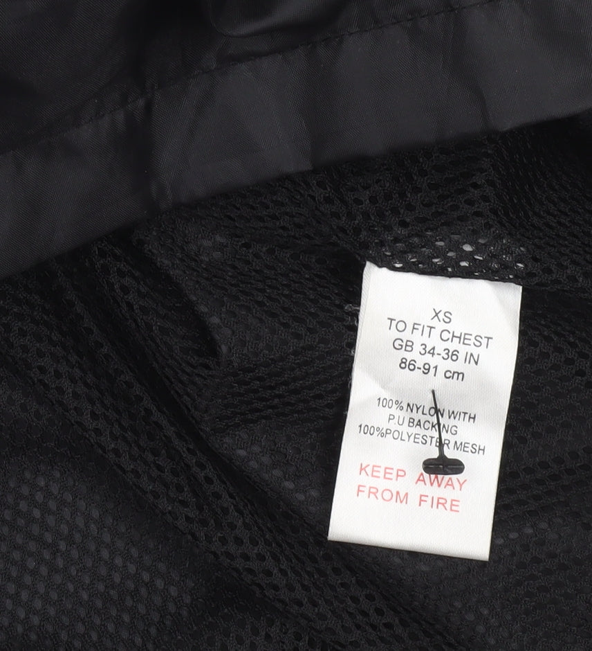 Mens UK Size XS Highmount Black Windbreaker Coat