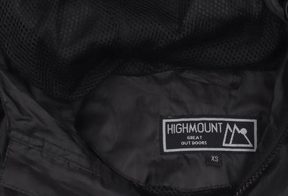 Mens UK Size XS Highmount Black Windbreaker Coat