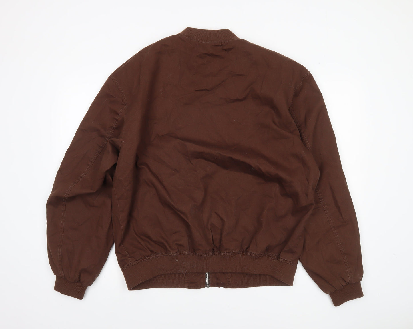 ASOS Men’s Brown Cotton Bomber Jacket Size M Regular Fit Zip Pockets