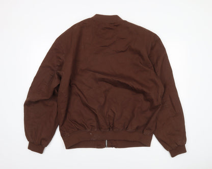 ASOS Men’s Brown Cotton Bomber Jacket Size M Regular Fit Zip Pockets