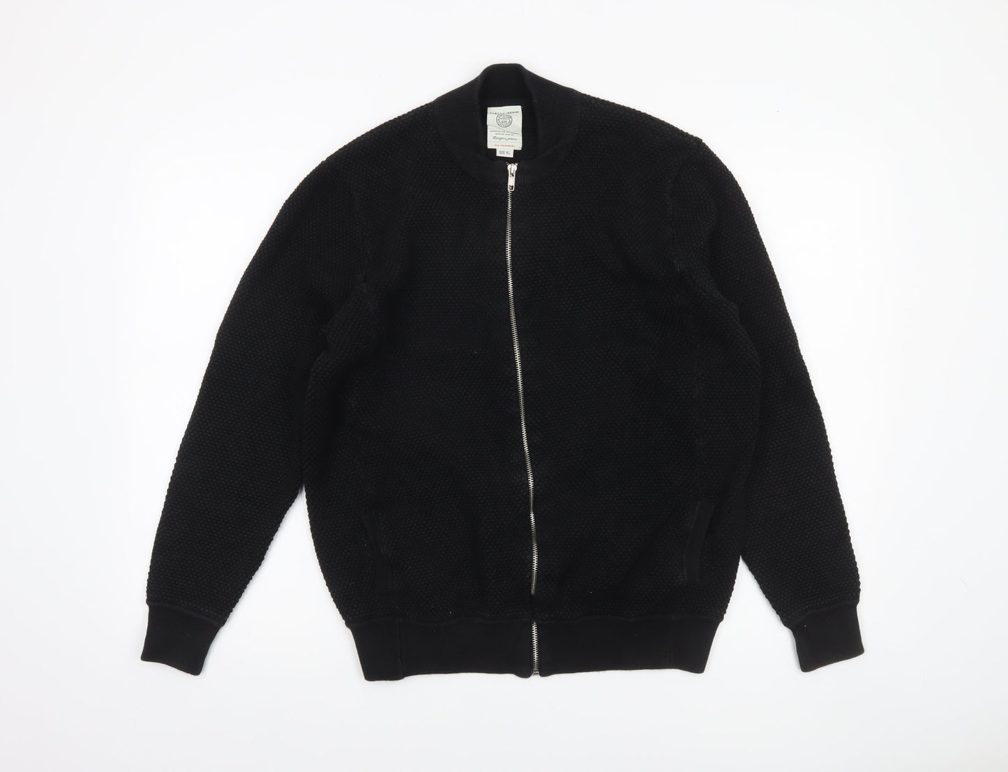 Mens UK Size XL Kuegou Jeans Black Bomber Jacket