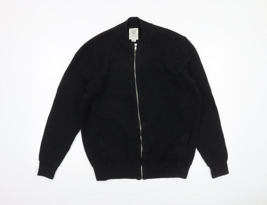 Mens UK Size XL Kuegou Jeans Black Bomber Jacket