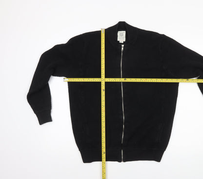 Mens UK Size XL Kuegou Jeans Black Bomber Jacket