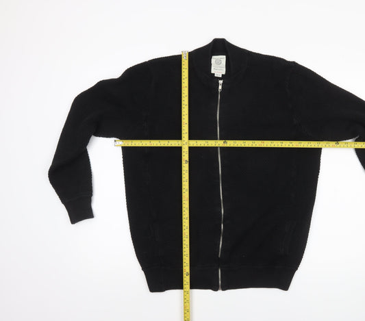 Mens UK Size XL Kuegou Jeans Black Bomber Jacket