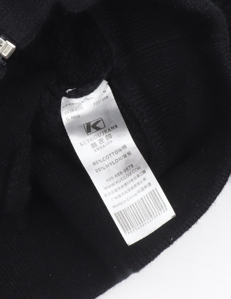 Mens UK Size XL Kuegou Jeans Black Bomber Jacket