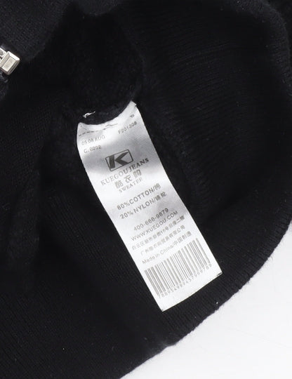 Mens UK Size XL Kuegou Jeans Black Bomber Jacket