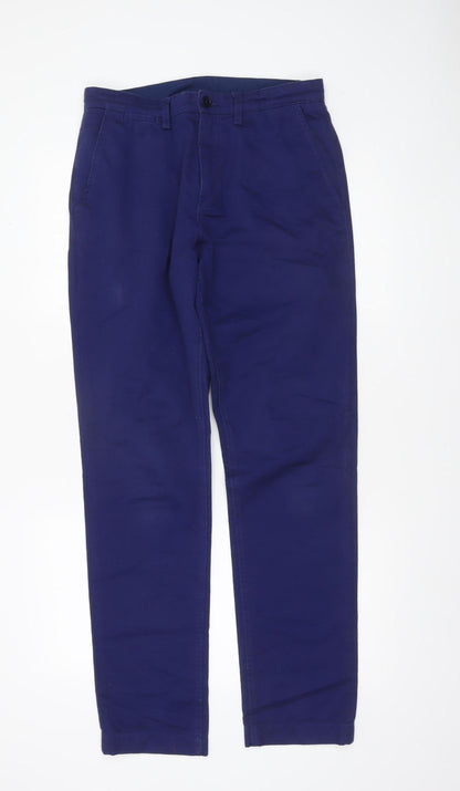 Fred Perry Men's Blue Chino Trousers Size 30 Regular 100% Cotton