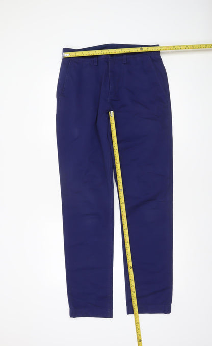 Fred Perry Men's Blue Chino Trousers Size 30 Regular 100% Cotton
