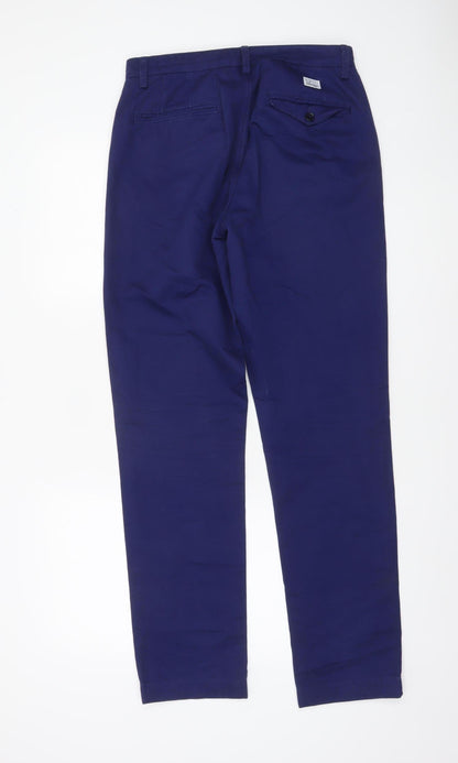 Fred Perry Men's Blue Chino Trousers Size 30 Regular 100% Cotton