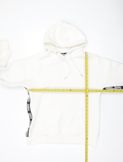 Womens UK Size 10 Fabric White Pullover Hoodie