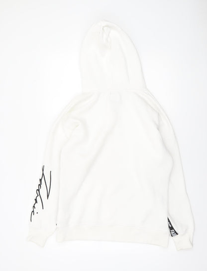 Womens UK Size 10 Fabric White Pullover Hoodie