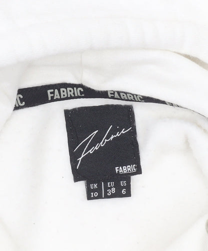 Womens UK Size 10 Fabric White Pullover Hoodie