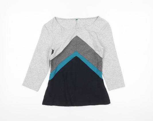 Karen Millen Women’s Grey Colourblock 3/4 Sleeve Slim Fit Blouse Size 8
