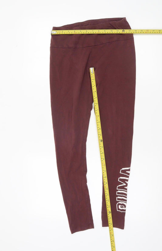 Puma Womens Brown M Leggings Slim Fit Stretch Activewear Trousers