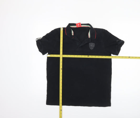 Puma Womens Black Short Sleeve Polo Shirt L Collared Cotton