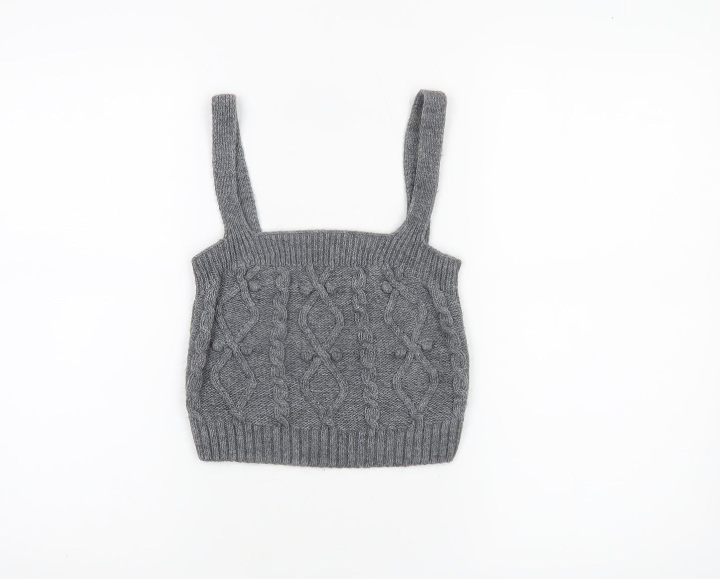 Womens UK Size S River Island Grey Cropped Tank