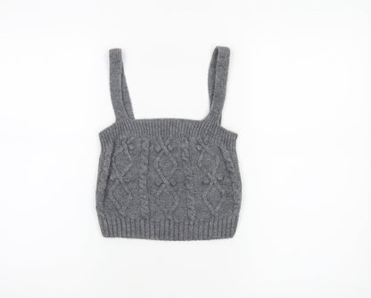 Womens UK Size S River Island Grey Cropped Tank
