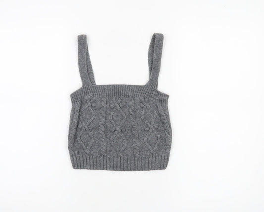 Womens UK Size S River Island Grey Cropped Tank
