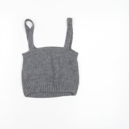 Womens UK Size S River Island Grey Cropped Tank