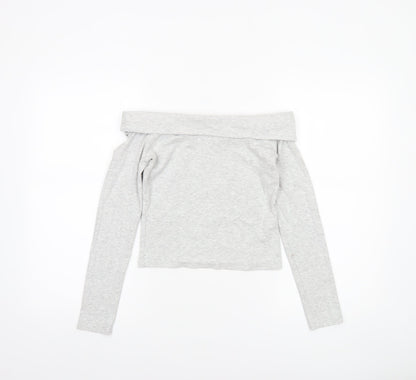 Womens UK Size 12 Stradivarius Grey Cropped T-Shirt