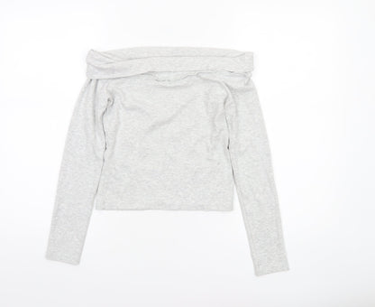 Womens UK Size 12 Stradivarius Grey Cropped T-Shirt
